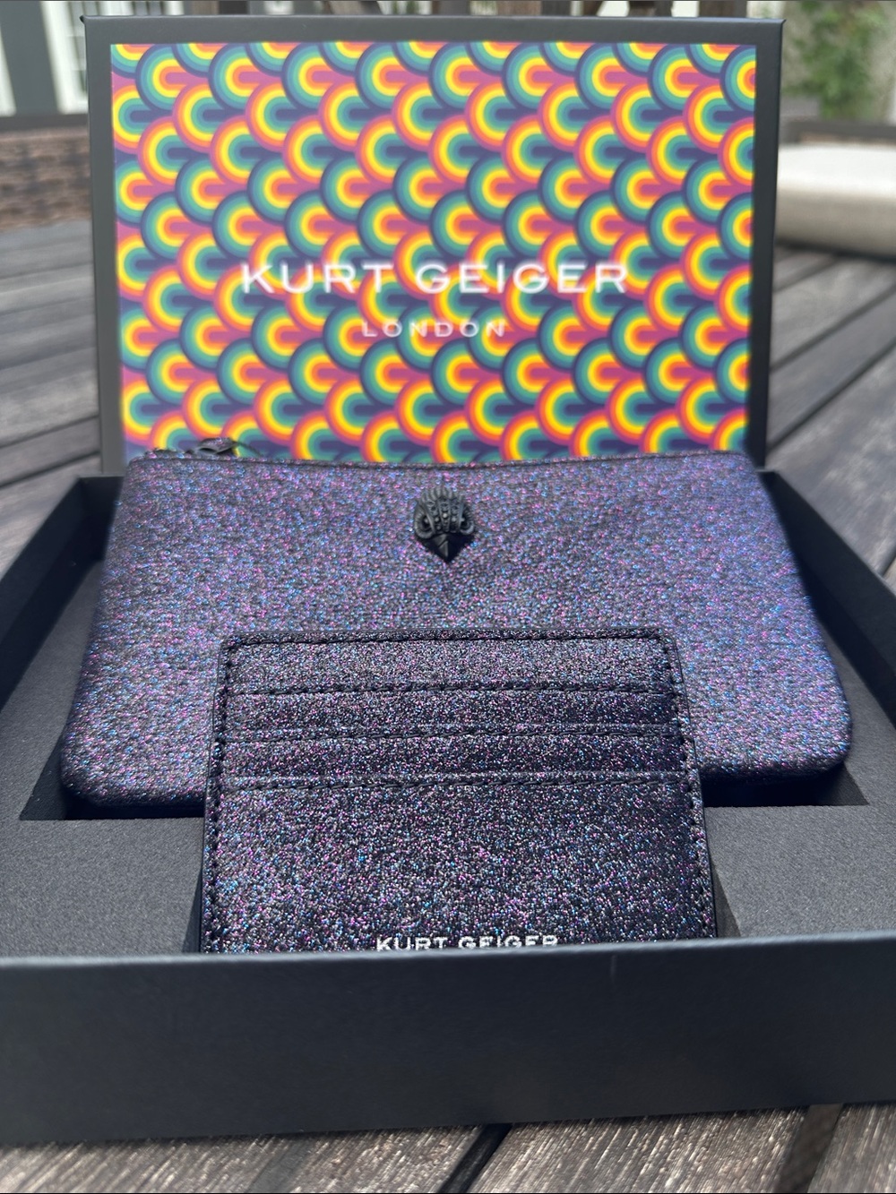 Kurt Geiger Glitter Card Holder and Zip Pouch - NWT
